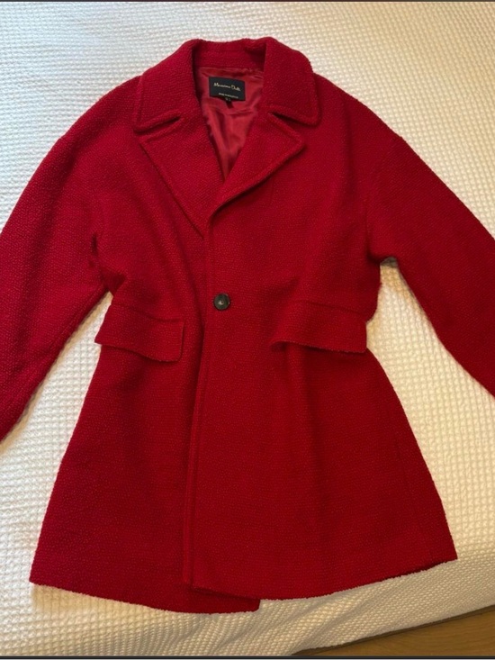Massimo Dutti Jackets & Blazers - Massimo Dutti Red Textured Wool Pea Coat